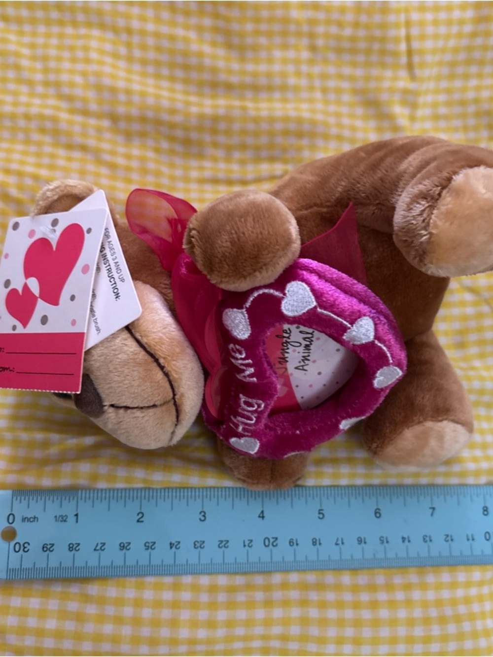 Plush Brown Monkey 'Hug Me' Stuffed Animal - Pink Heart Accessory pic frame - Picture 7 of 16